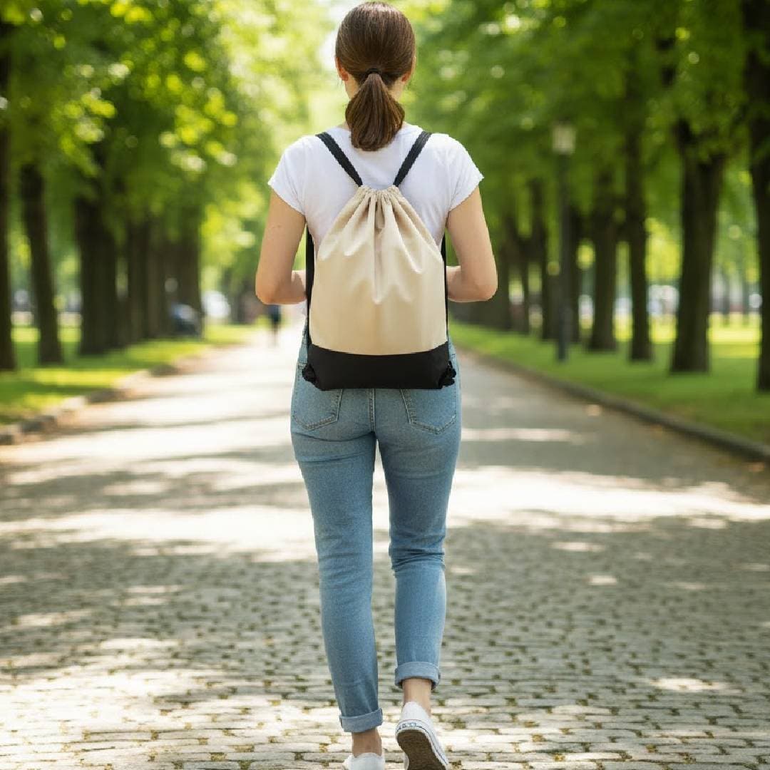 İki Parça Büzgülü Bez Sırt Çantası - Ana Görsel